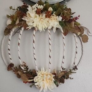 Handmade Floral Pumpkin Wall Decor Or Door Wreath HANDMADE